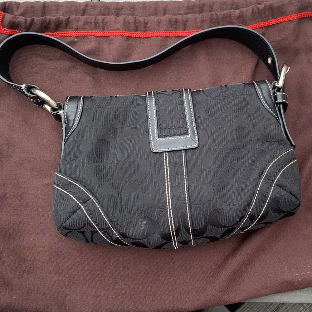 Coach Black Shoulder Bag with Silver Accents - Picture 5 of 9